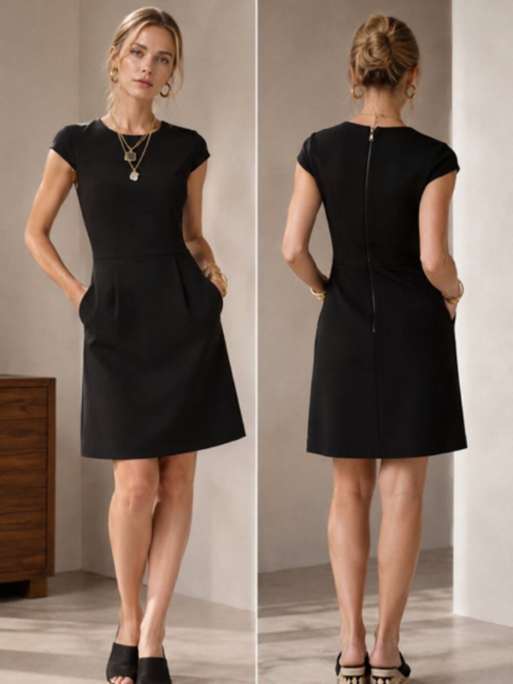 Ann Taylor LOFT Black Sleeveless Pocket Sheath Tank Dress Size 2